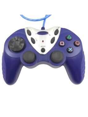 INTEC Wired Controller for PlayStation 1 PS1 PS2 Dual Analog Turbo Blue Tested